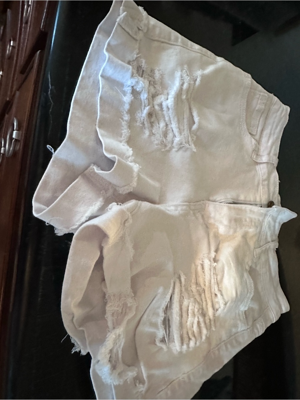 High-Rise Distressed White Denim Shorts size 8